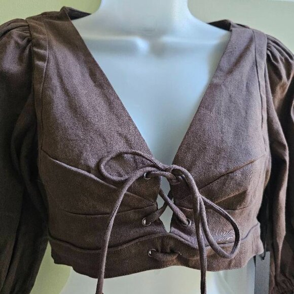 NWT House of Harlow 1960 x Revolve Dark Brown Rogue Top Size Small - Picture 7 of 14